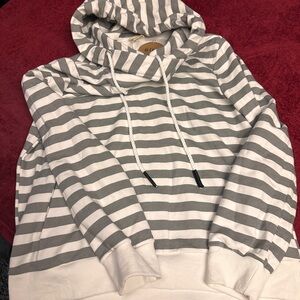 Striped Gray and White Hoodie